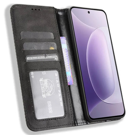 For Honor 300 Leather Case Wallet Stand Retro Texture Phone Cover
