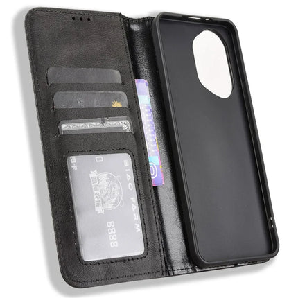 For Honor 300 Leather Case Wallet Stand Retro Texture Phone Cover
