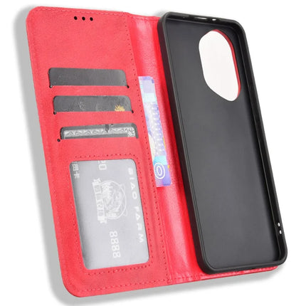 For Honor 300 Leather Case Wallet Stand Retro Texture Phone Cover
