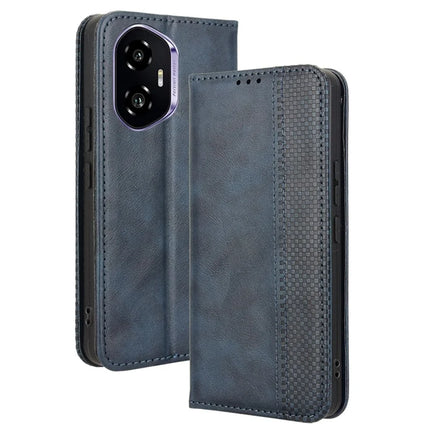 For Honor 300 Leather Case Wallet Stand Retro Texture Phone Cover - Blue