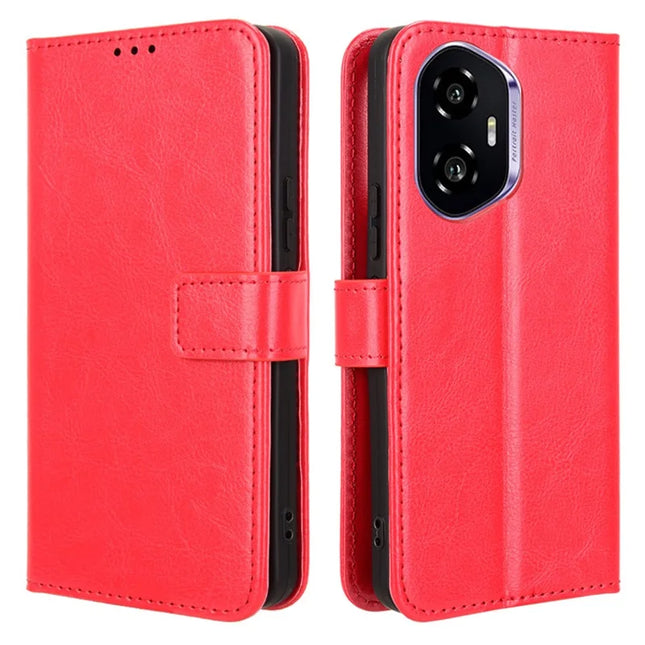 For Honor 300 Case Crazy Horse Texture PU Leather Phone Wallet Cover - Red