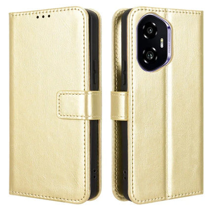 For Honor 300 Case Crazy Horse Texture PU Leather Phone Wallet Cover - Gold