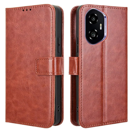 For Honor 300 Case Crazy Horse Texture PU Leather Phone Wallet Cover - Brown