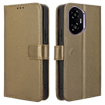 For Honor 300 Case PU Leather Diamond Texture Wallet Phone Cover - Brown