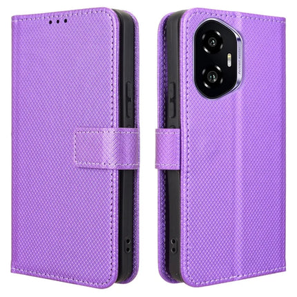 For Honor 300 Case PU Leather Diamond Texture Wallet Phone Cover - Purple