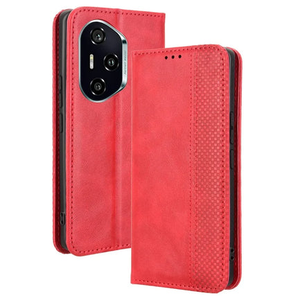 For Honor 300 Pro  /  300 Ultra Leather Case Wallet Stand Retro Texture Phone Cover - Red