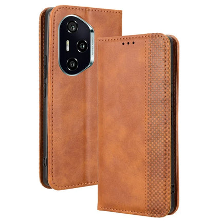 For Honor 300 Pro  /  300 Ultra Leather Case Wallet Stand Retro Texture Phone Cover - Brown