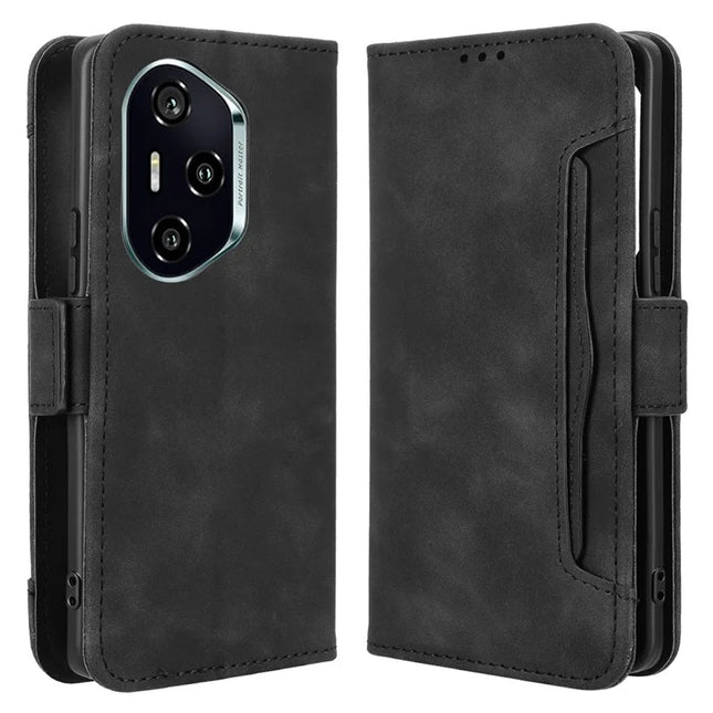 For Honor 300 Pro  /  300 Ultra Leather Case Phone Wallet Cover with Multiple Card Slots - Black