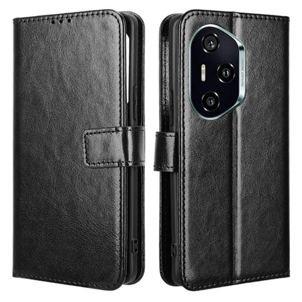 For Honor 300 Pro  /  300 Ultra Case Crazy Horse Texture PU Leather Phone Wallet Cover - Black