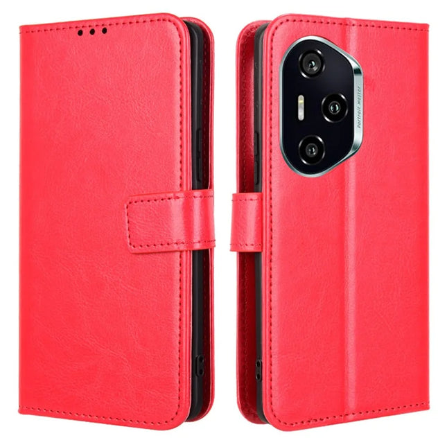 For Honor 300 Pro  /  300 Ultra Case Crazy Horse Texture PU Leather Phone Wallet Cover - Red