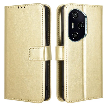 For Honor 300 Pro  /  300 Ultra Case Crazy Horse Texture PU Leather Phone Wallet Cover - Gold