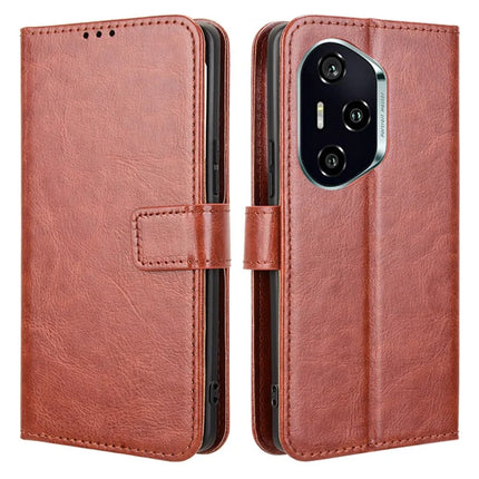 For Honor 300 Pro  /  300 Ultra Case Crazy Horse Texture PU Leather Phone Wallet Cover - Brown