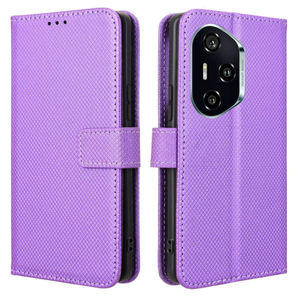 For Honor 300 Pro  /  300 Ultra Case PU Leather Diamond Texture Wallet Phone Cover - Purple