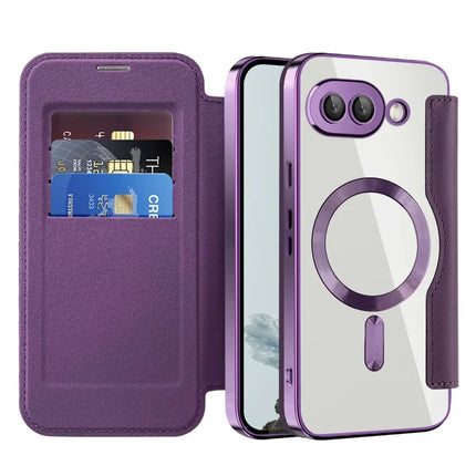 For Google Pixel 9a Case Compatible with MagSafe RFID Blocking Leather Phone Cover