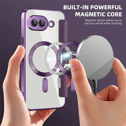 For Google Pixel 9a Case Compatible with MagSafe RFID Blocking Leather Phone Cover