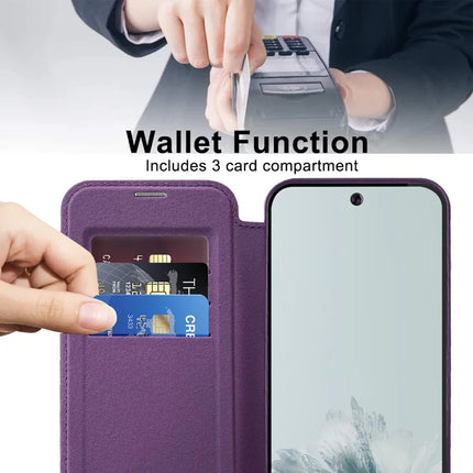 For Google Pixel 9a Case Compatible with MagSafe RFID Blocking Leather Phone Cover