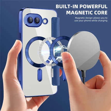 For Google Pixel 9a Case Compatible with MagSafe RFID Blocking Leather Phone Cover