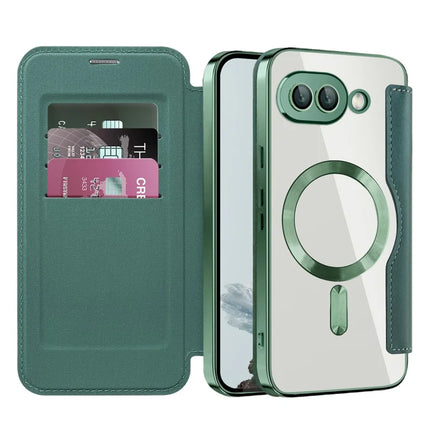 For Google Pixel 9a Case Compatible with MagSafe RFID Blocking Leather Phone Cover