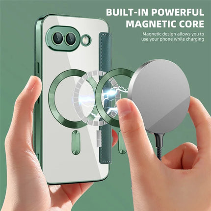 For Google Pixel 9a Case Compatible with MagSafe RFID Blocking Leather Phone Cover