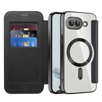 For Google Pixel 9a Case Compatible with MagSafe RFID Blocking Leather Phone Cover