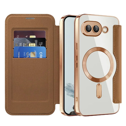 For Google Pixel 9a Case Compatible with MagSafe RFID Blocking Leather Phone Cover