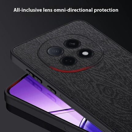 For Oppo A5 Pro 5G Case Wood Texture PU Leather Coated PC TPU Phone Cover