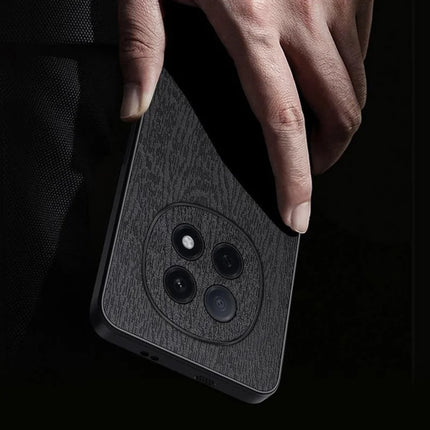 For Oppo A5 Pro 5G Case Wood Texture PU Leather Coated PC TPU Phone Cover