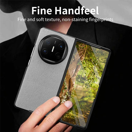 For Huawei Mate X6 Case Wood Texture PU Leather Coated PC TPU Phone Cover