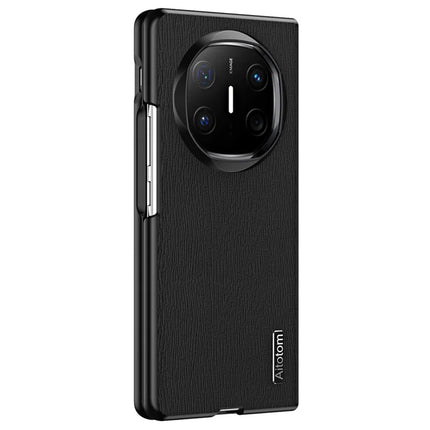 For Huawei Mate X6 Case Wood Texture PU Leather Coated PC TPU Phone Cover