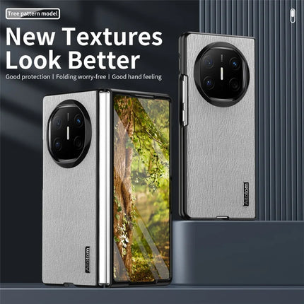 For Huawei Mate X6 Case Wood Texture PU Leather Coated PC TPU Phone Cover