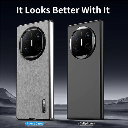 For Huawei Mate X6 Case Wood Texture PU Leather Coated PC TPU Phone Cover