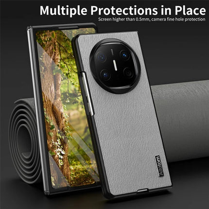 For Huawei Mate X6 Case Wood Texture PU Leather Coated PC TPU Phone Cover