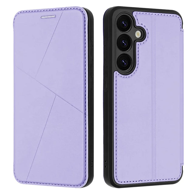 For Samsung Galaxy A34 5G Case Magnetic Closure Card Slot Leather Flip Phone Cover - Purple