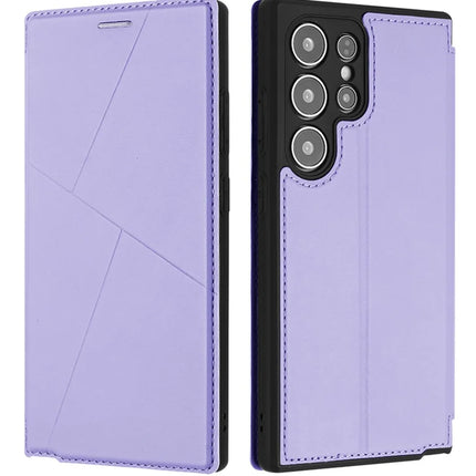 For Samsung Galaxy S23 Ultra Case Magnetic Closure Card Slot Leather Flip Phone Cover - Purple