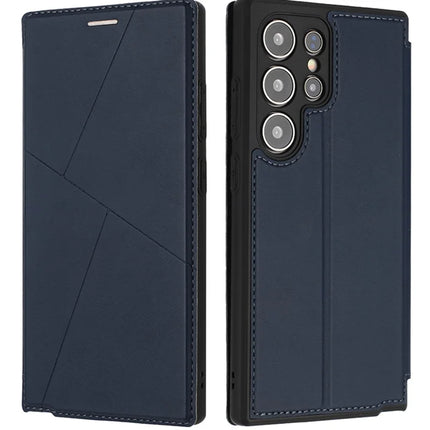 For Samsung Galaxy S23 Ultra Case Magnetic Closure Card Slot Leather Flip Phone Cover - Midnight Blue