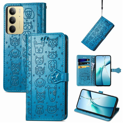 For Realme C75 Leather Wallet Case Flip Phone Cover with Cute Cat Dog Pattern