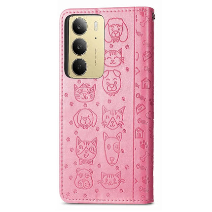 For Realme C75 Leather Wallet Case Flip Phone Cover with Cute Cat Dog Pattern