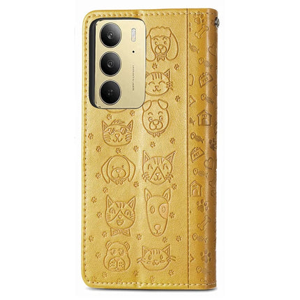 For Realme C75 Leather Wallet Case Flip Phone Cover with Cute Cat Dog Pattern
