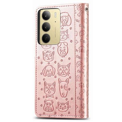 For Realme C75 Leather Wallet Case Flip Phone Cover with Cute Cat Dog Pattern