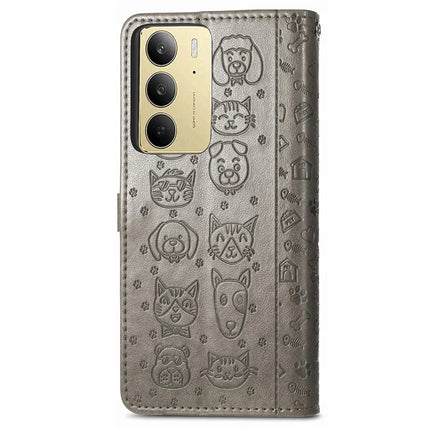 For Realme C75 Leather Wallet Case Flip Phone Cover with Cute Cat Dog Pattern