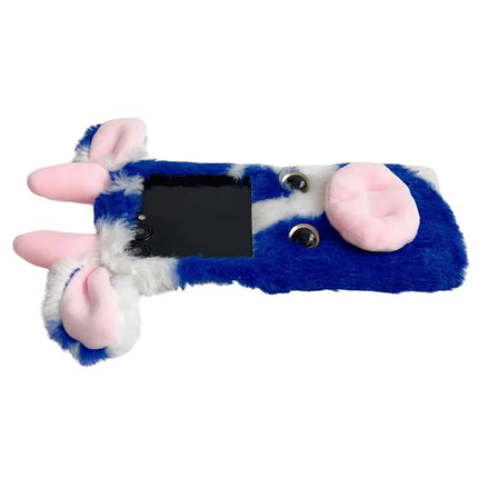 For Motorola Razr 50 Ultra 5G / Razr+ 2024 5G Case Fluffy Cute Cow Winter Plush Inner TPU Phone Cover
