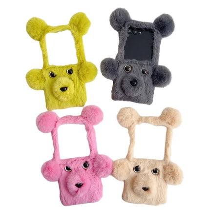 For Motorola Razr 50 Ultra 5G / Razr+ 2024 5G Case 3D Bear Faux Fur Fluffy Inner TPU Phone Cover