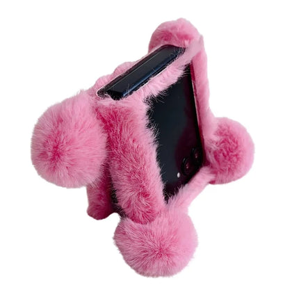 For Motorola Razr 50 5G / Razr 2024 5G Case 3D Bear Faux Fur Fluffy Inner TPU Phone Cover