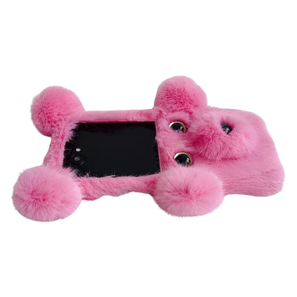 For Motorola Razr 50 5G / Razr 2024 5G Case 3D Bear Faux Fur Fluffy Inner TPU Phone Cover