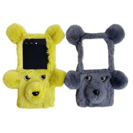 For Motorola Razr 50 5G / Razr 2024 5G Case 3D Bear Faux Fur Fluffy Inner TPU Phone Cover