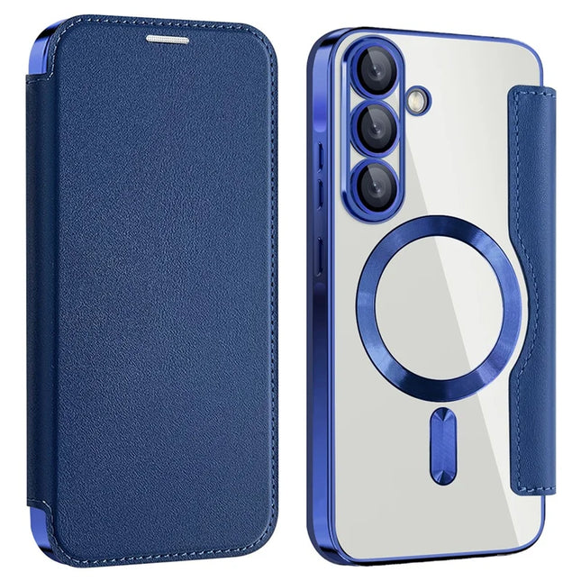 For Samsung Galaxy A36 5G Case Compatible with MagSafe RFID Blocking Leather Phone Cover - Sapphire