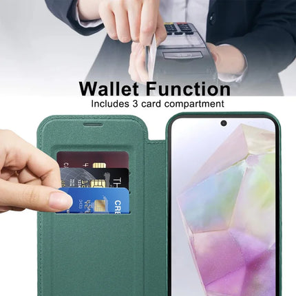 For Samsung Galaxy A36 5G Case Compatible with MagSafe RFID Blocking Leather Phone Cover