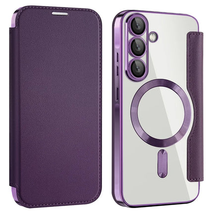 For Samsung Galaxy A36 5G Case Compatible with MagSafe RFID Blocking Leather Phone Cover - Purple