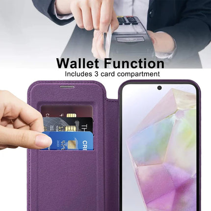 For Samsung Galaxy A36 5G Case Compatible with MagSafe RFID Blocking Leather Phone Cover