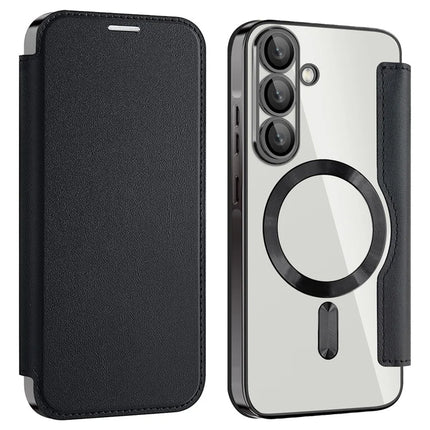 For Samsung Galaxy A36 5G Case Compatible with MagSafe RFID Blocking Leather Phone Cover - Black